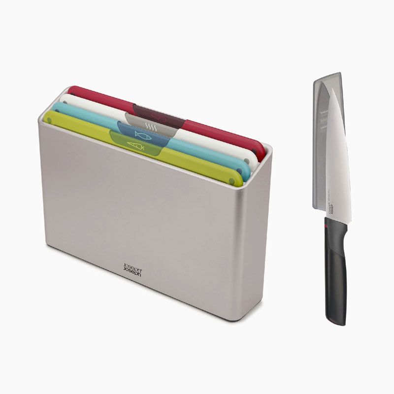 Joseph Joseph Folio Set of 4 , Colour-coded boards with Chef’s Knife-JJKBA60230