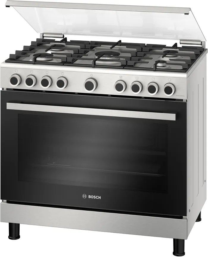 BOSCH GAS 5 BURN 90 CM FREE STAND BOTTLE OUT STAINLESS STEEL-HGVDF0V51S